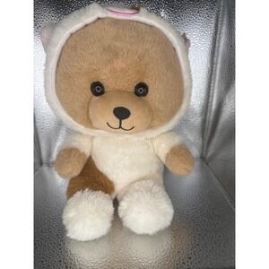 Bee Happy Plush Teddy Bear with Removable Cow Hoodie Tan Cream Brown Soft Toy
